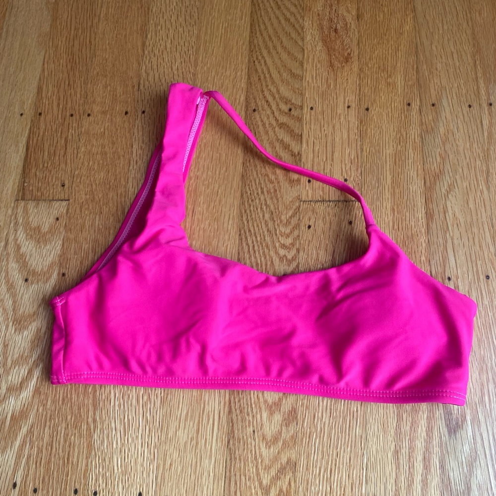 Hot pink one shoulder swimsuit top size small, worn once